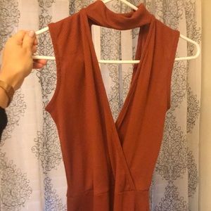 Rust orange choker dress